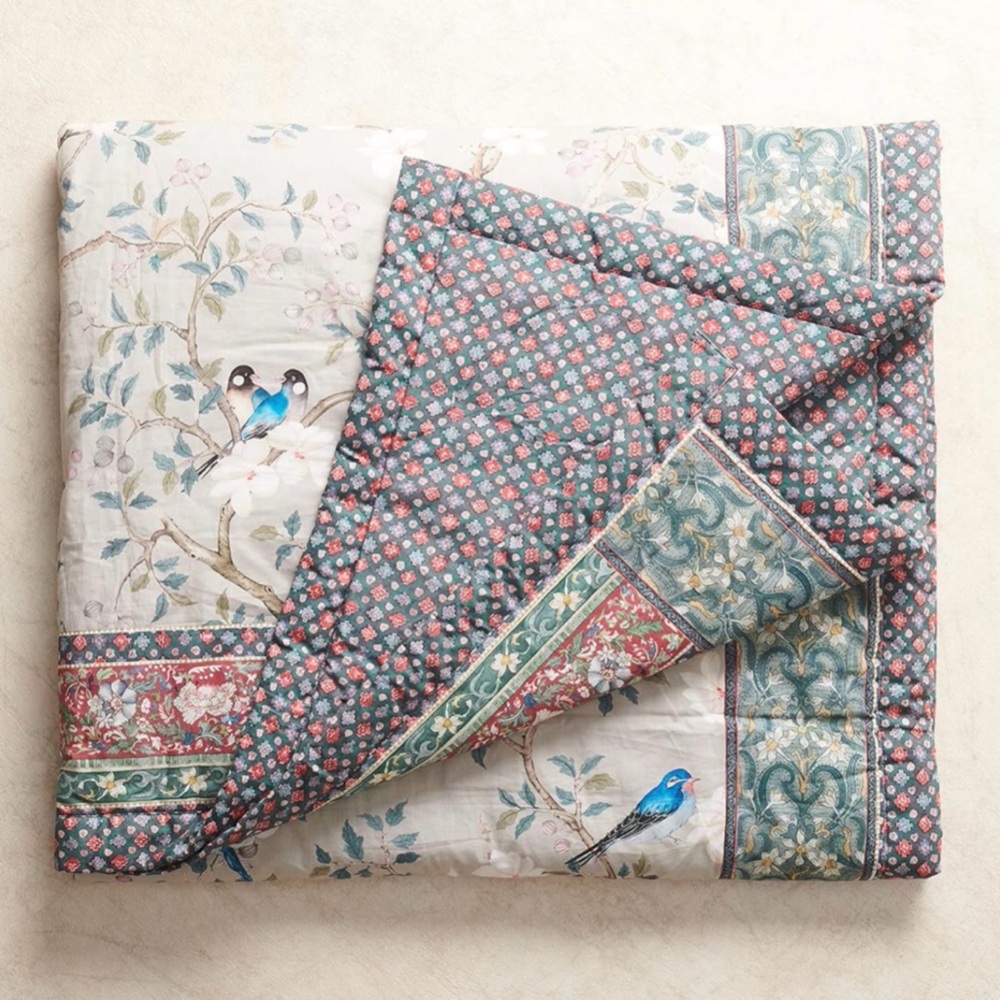Maison d' Hermine 100% Cotton 60" x 80" Osaka Throw Blanket Birds Floral Nature